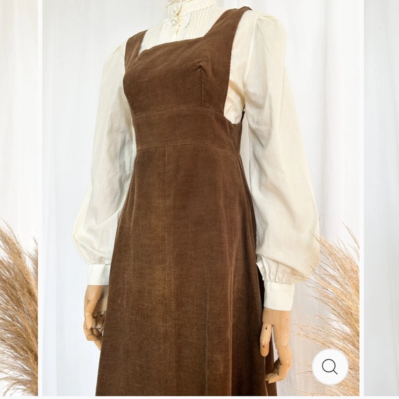 SOLD 1970s Vintage Handmade Corduroy Pinafore Dress - Picture 3 of 10